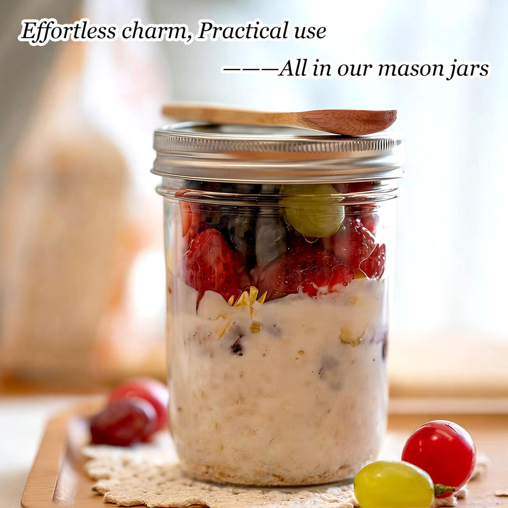 16 oz & 8 oz Clear Glass Mason Jars with Lids, Set of 18 F5714