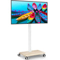 Rolling TV Stand for 32 to 60 Inch TV White Wood Base F68750