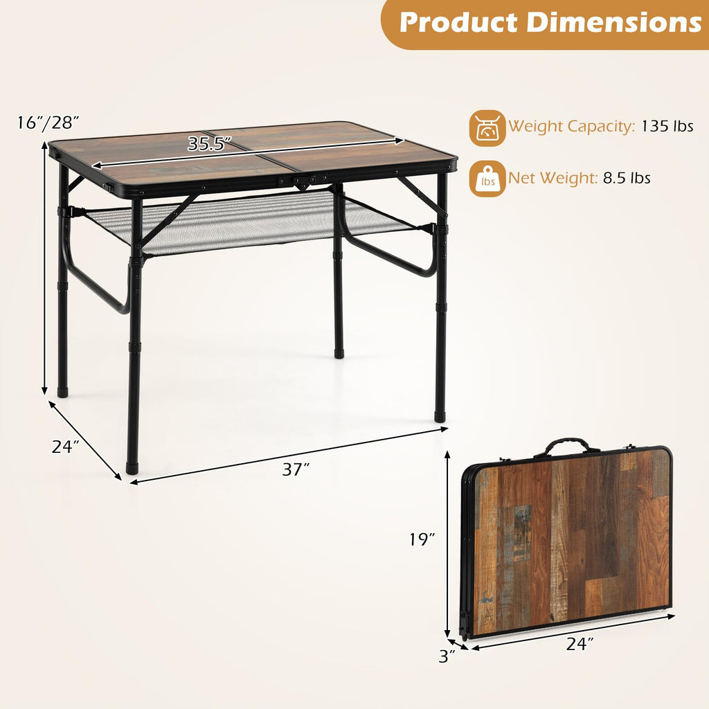 3 FT Portable Aluminum Folding Camping Table with Carry Handle U873899