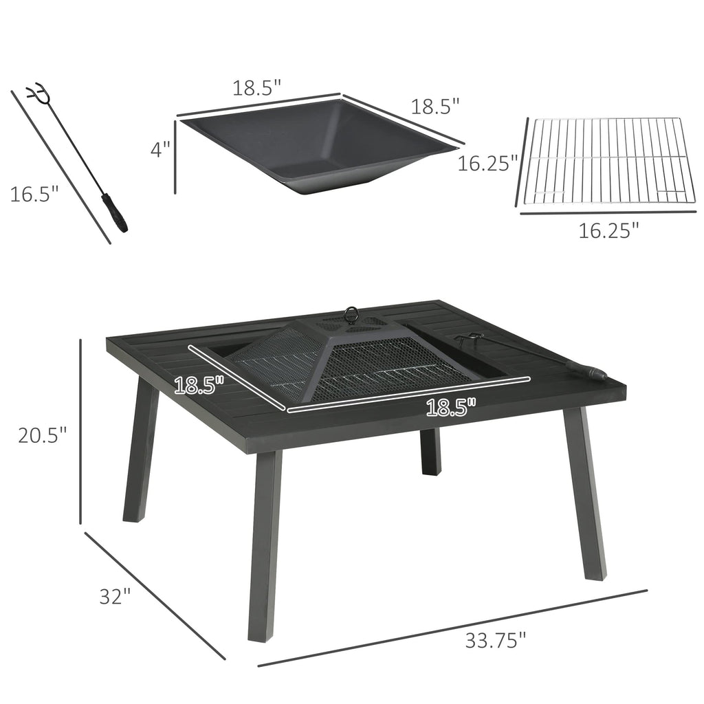 34 in Black Fire Pit with Grill G185624