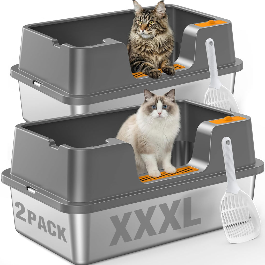 Extra Large Stainless Steel Litter Box with High Sides C253