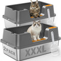 Extra Large Stainless Steel Litter Box with High Sides C253
