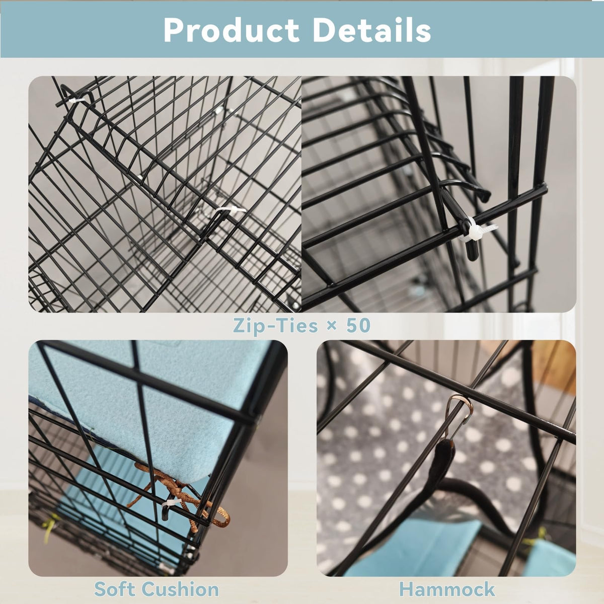 4-Tier Cat Cage with Cushions Hammock Scratching Post L73110