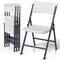 White 4 Pack Plastic Folding Chairs with Metal Frame U335697