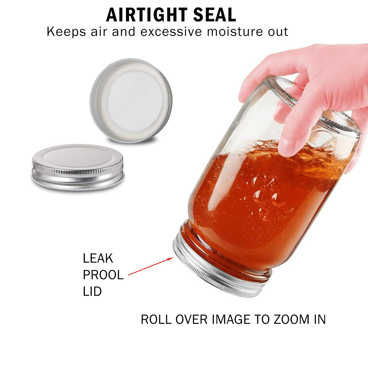 16oz Regular Mouth Glass Mason Jars with Airtight Lids, 4 Pack J784395