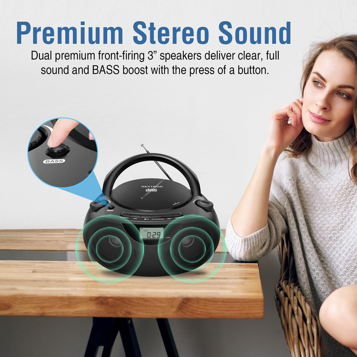Portable CD Player Boombox with Bluetooth J363