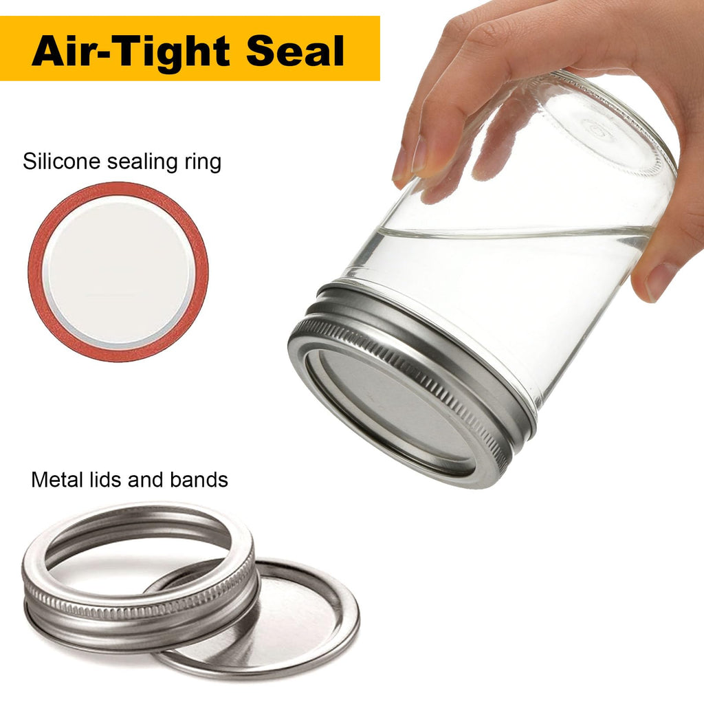 16 oz & 8 oz Clear Glass Mason Jars with Lids, Set of 18 F5714