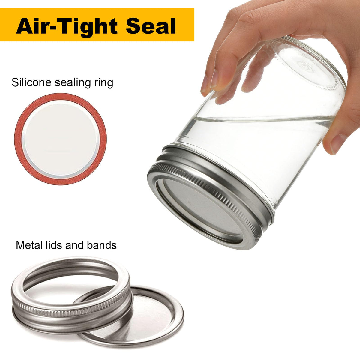 16 oz & 8 oz Clear Glass Mason Jars with Lids, Set of 18 F5714