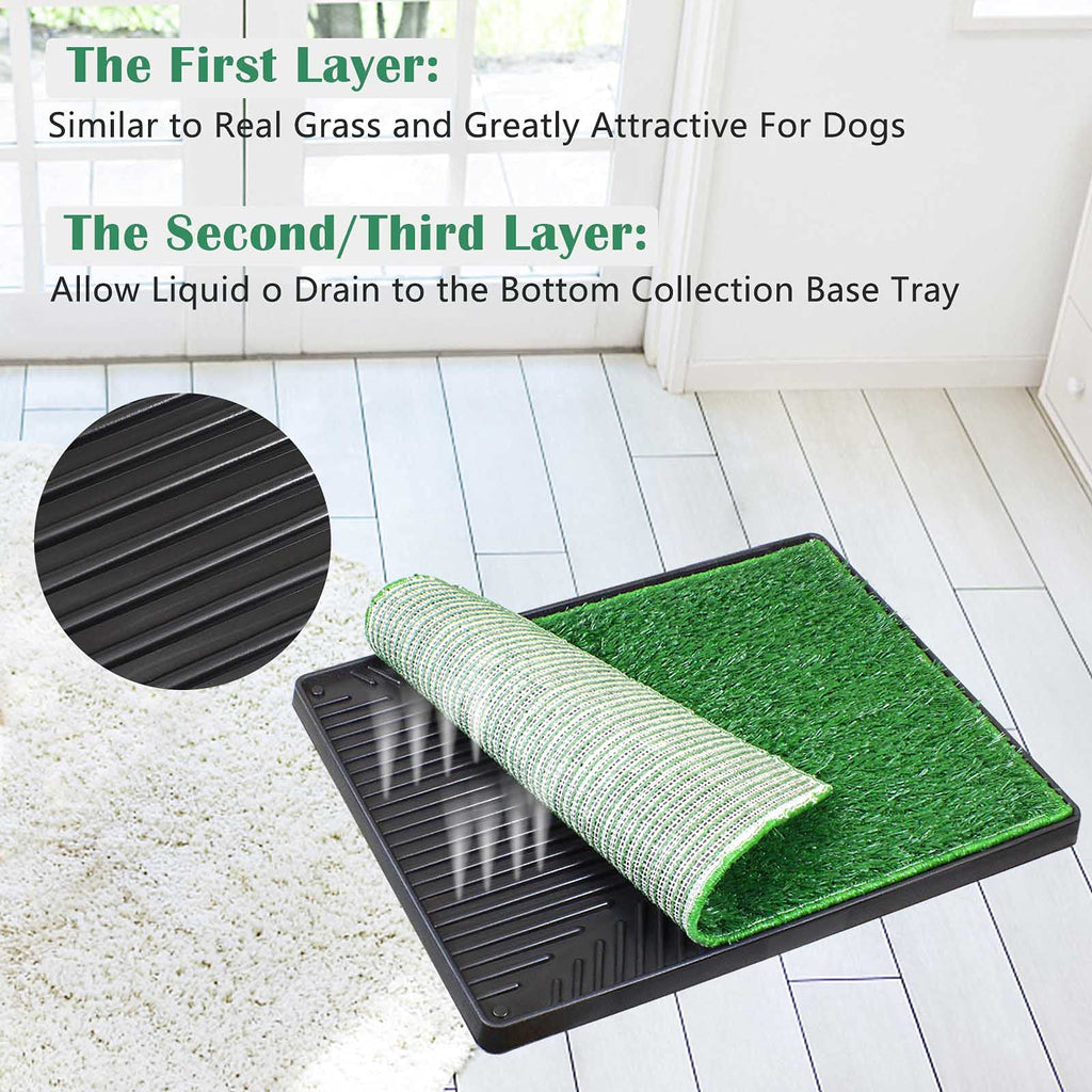 Large Dog Grass Pad with Tray and 2 Artificial Pee Grasses H12954