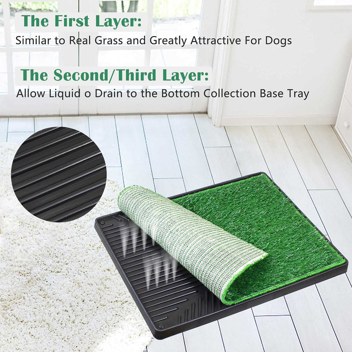 Large Dog Grass Pad with Tray and 2 Artificial Pee Grasses H12954