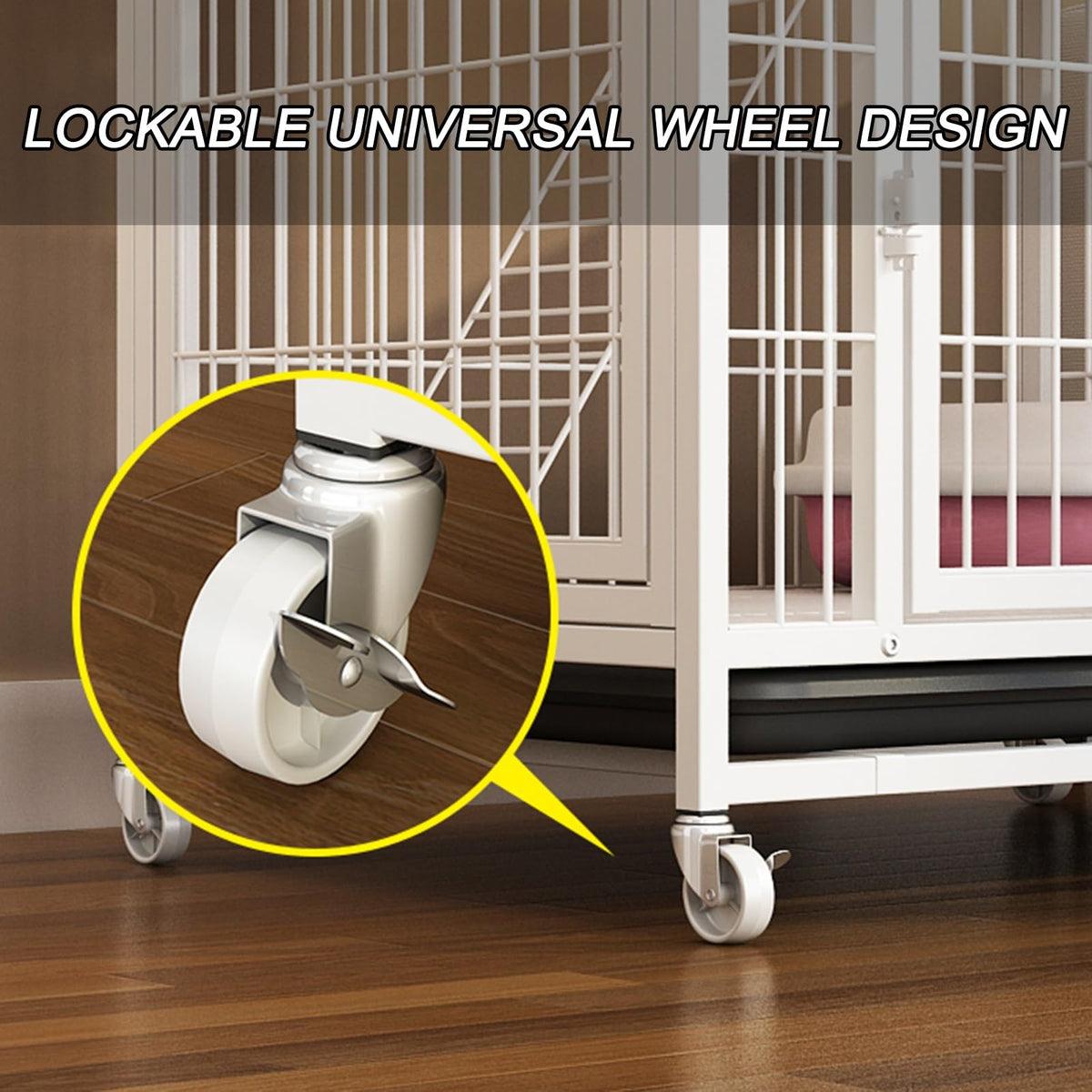 4-Tier Metal Cat Enclosure with Removable Tray & Wheels L653499