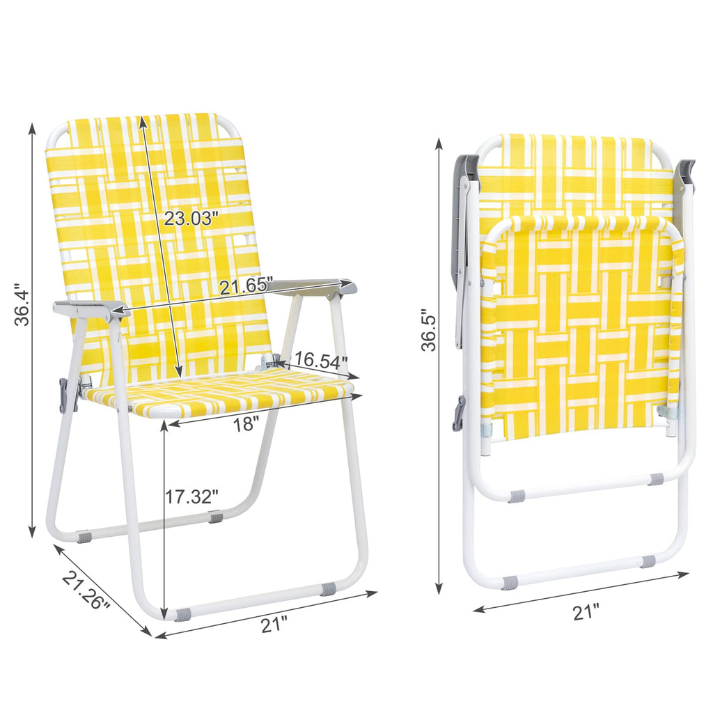 Set of 2 Yellow & White Webbed Folding Chairs V65875