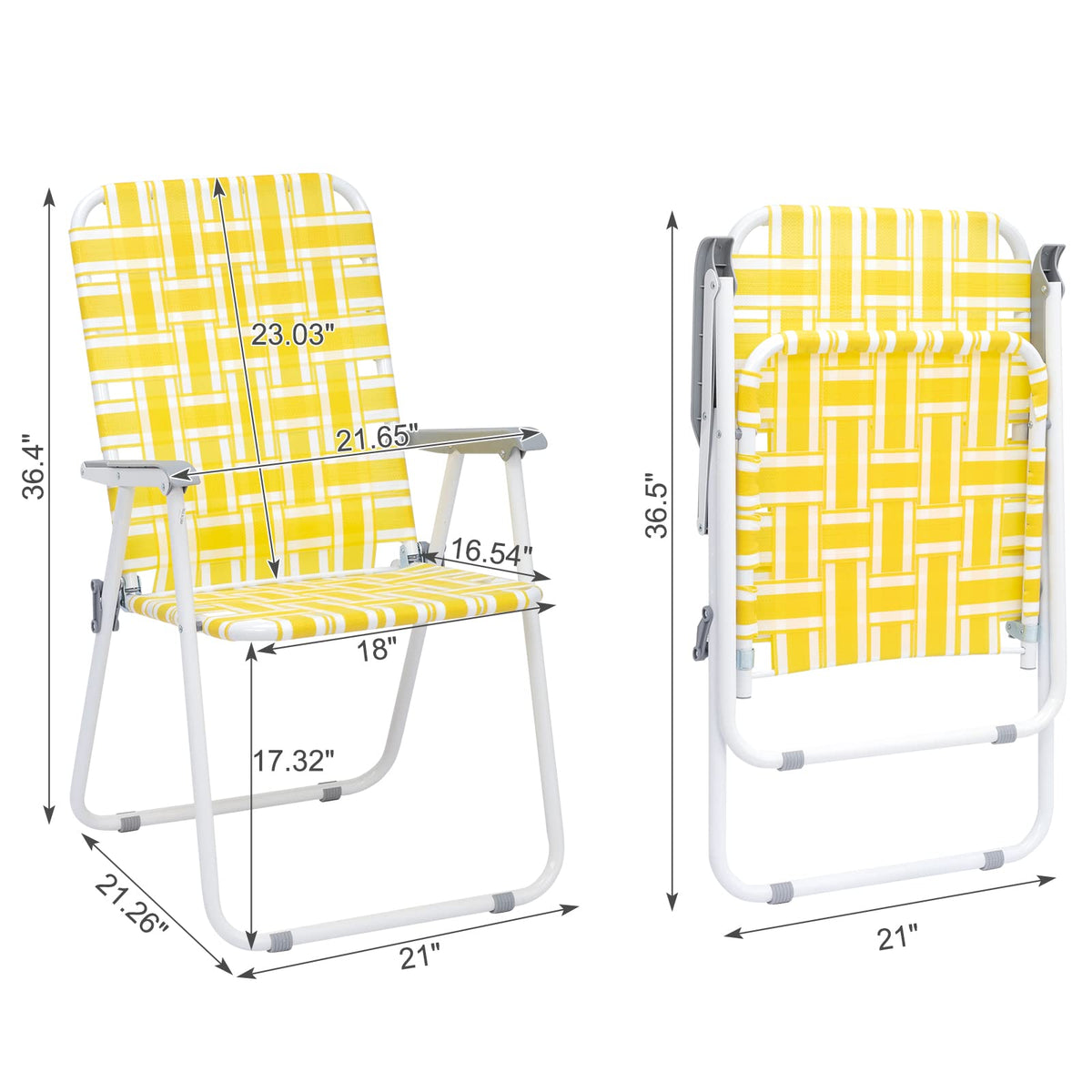 Set of 2 Yellow & White Webbed Folding Chairs V65875
