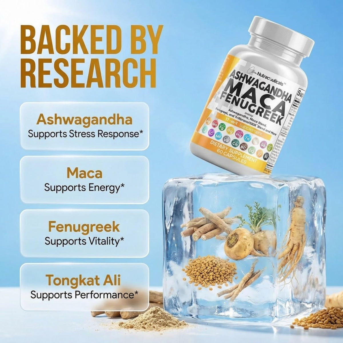 Ashwagandha Maca Root Fenugreek Tongkat Ali Ginseng Capsules G558613