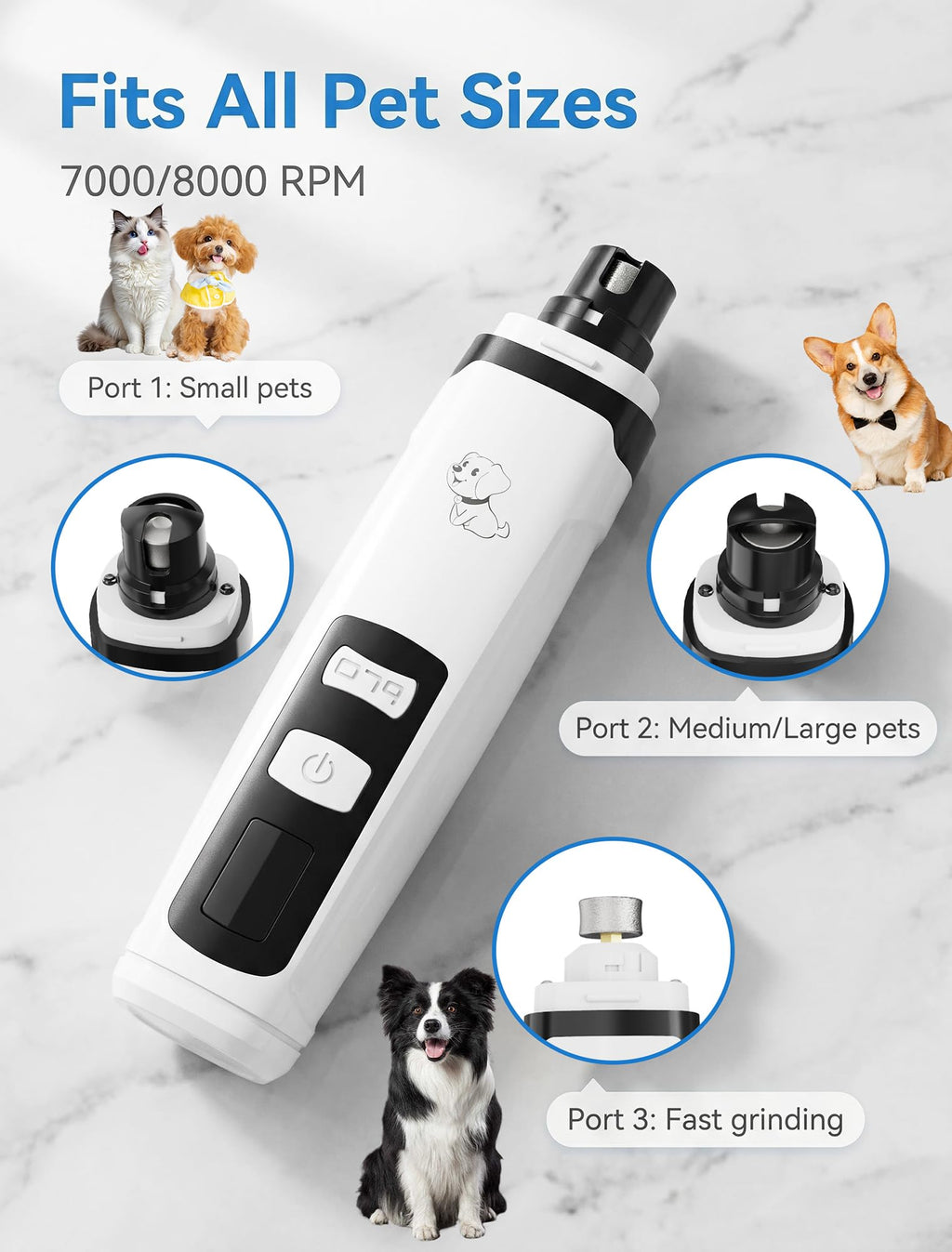 Dog Nail Grinder, 2-Speed with Light Q7418