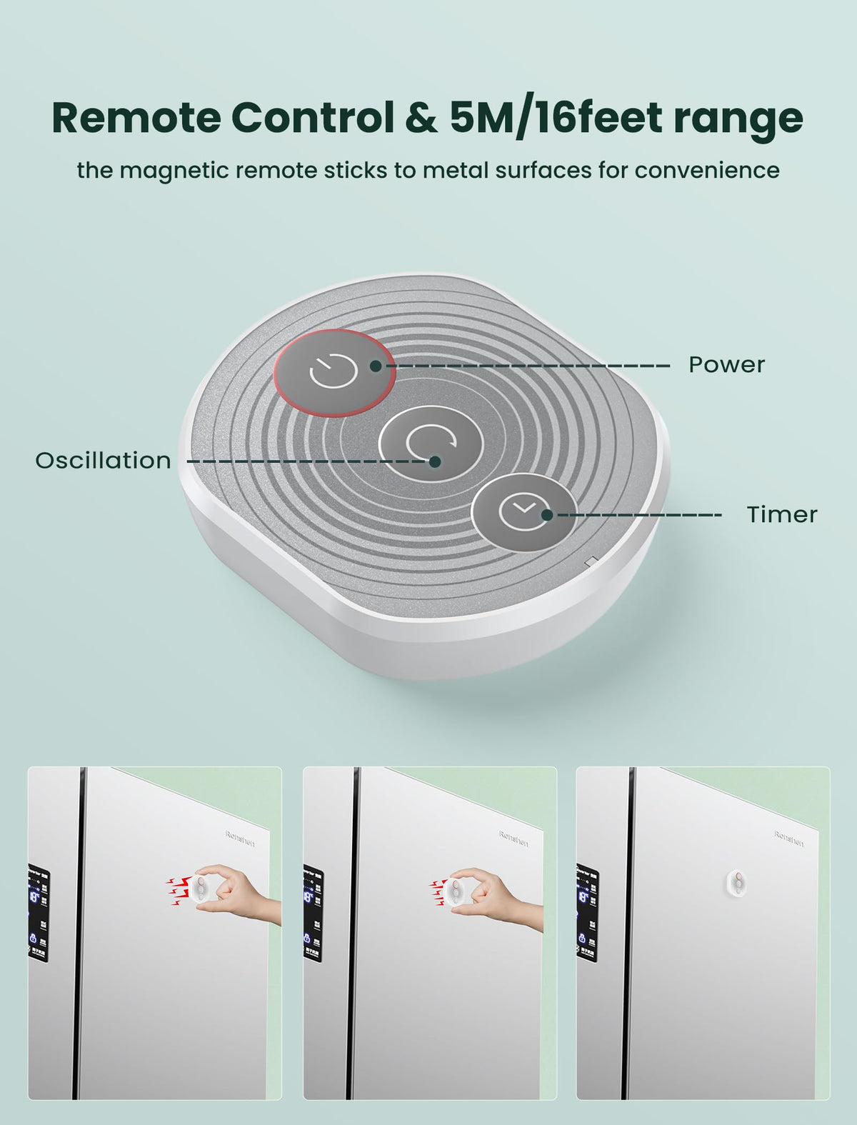 Wall Mounted Oscillating Fan with Remote and Timer, 8.5 Inch 4 Speeds S819324