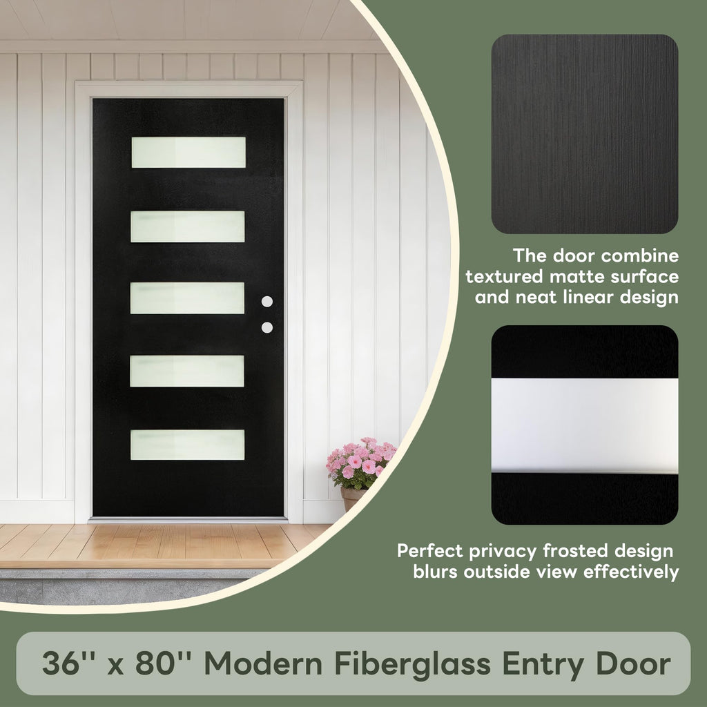 36" x 80" Left Hand Inswing Exterior Door with White Frame F402542