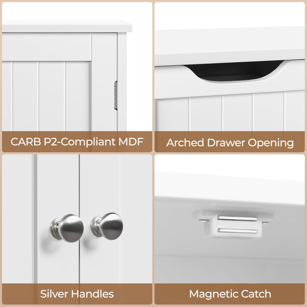 White 4 Drawer 2 Door Bathroom Storage Cabinet W311089