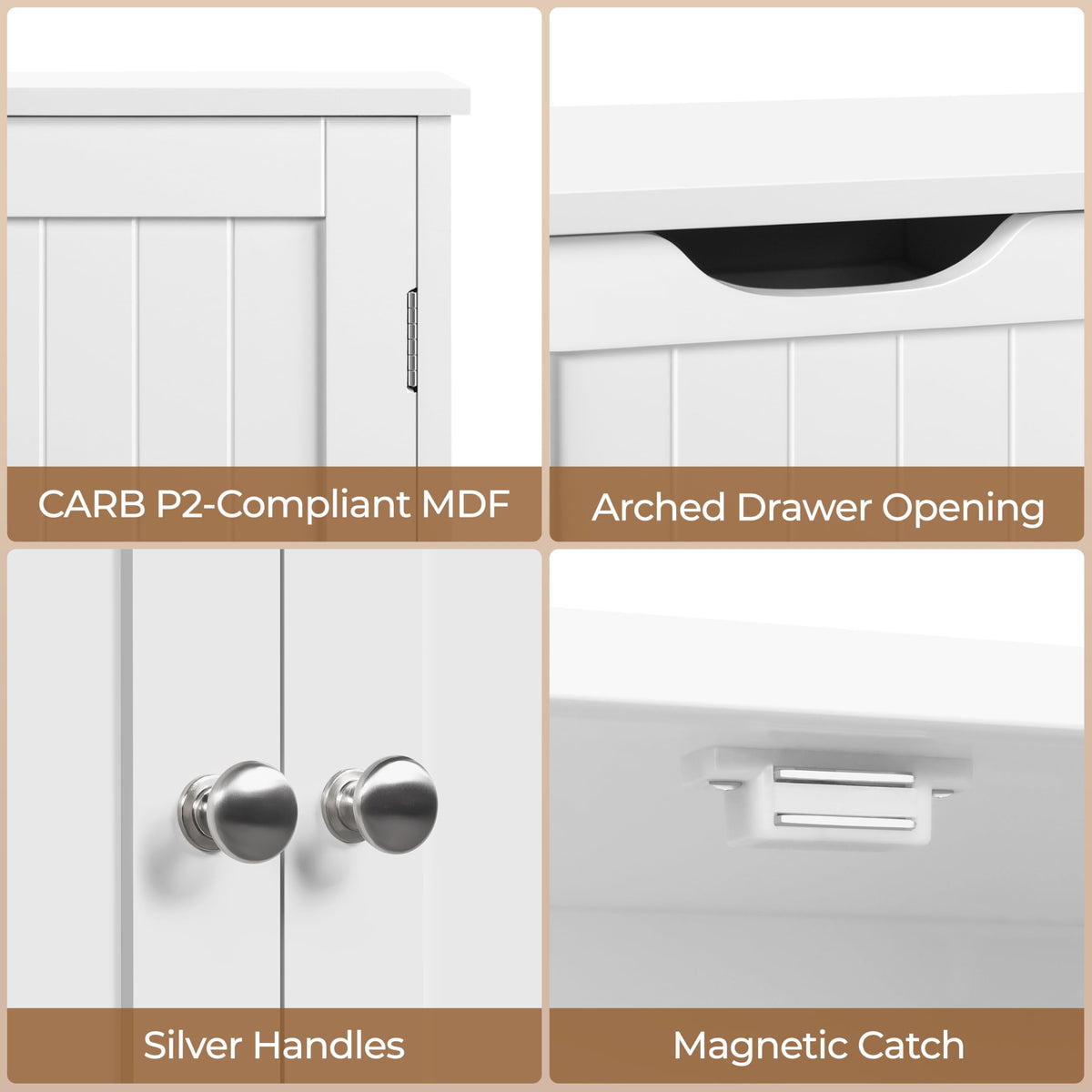 White 4 Drawer 2 Door Bathroom Storage Cabinet W311089