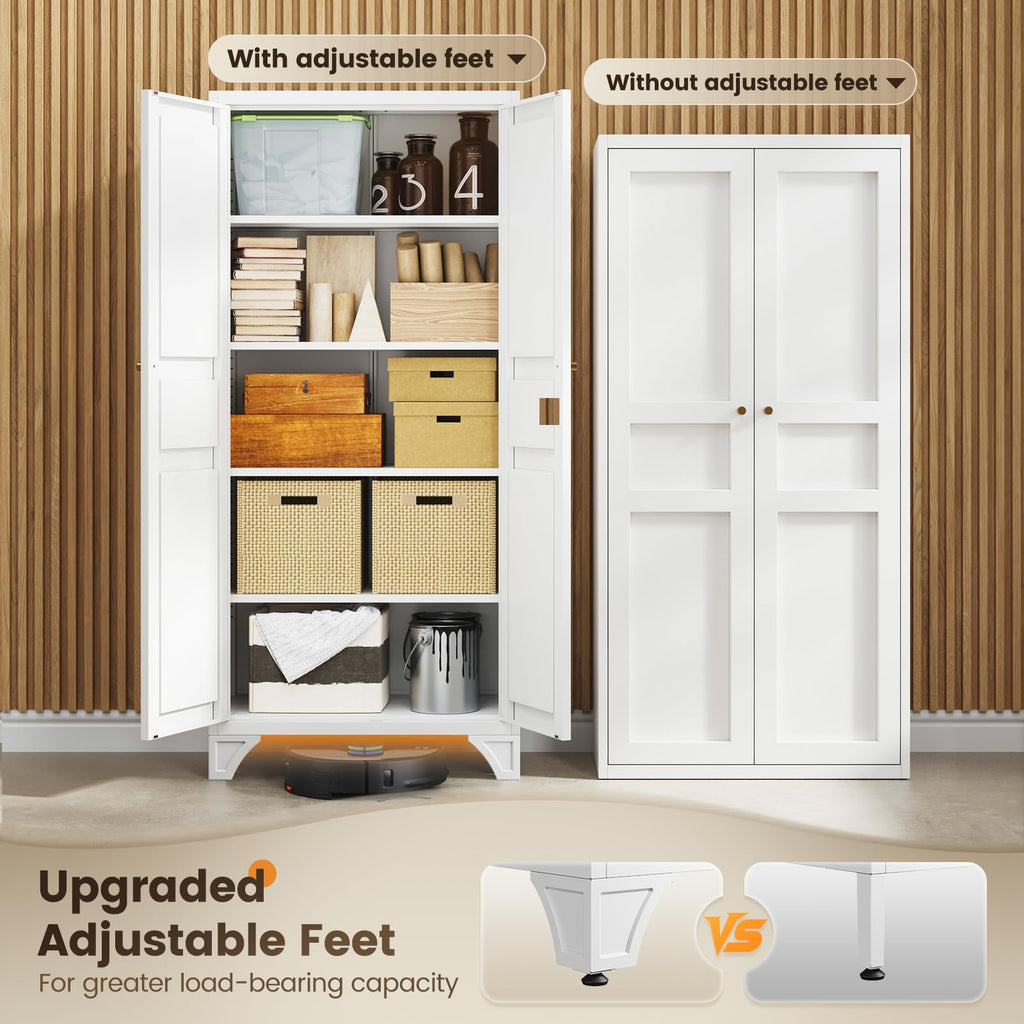 White Kitchen Pantry Storage Cabinet 61" J9372