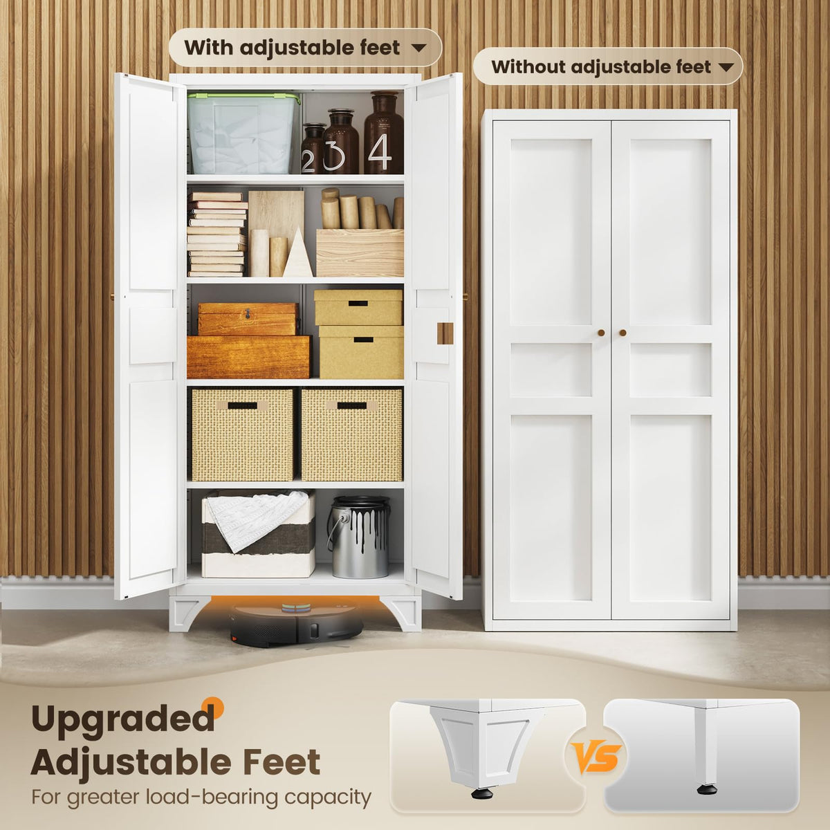 White Kitchen Pantry Storage Cabinet 61" J9372