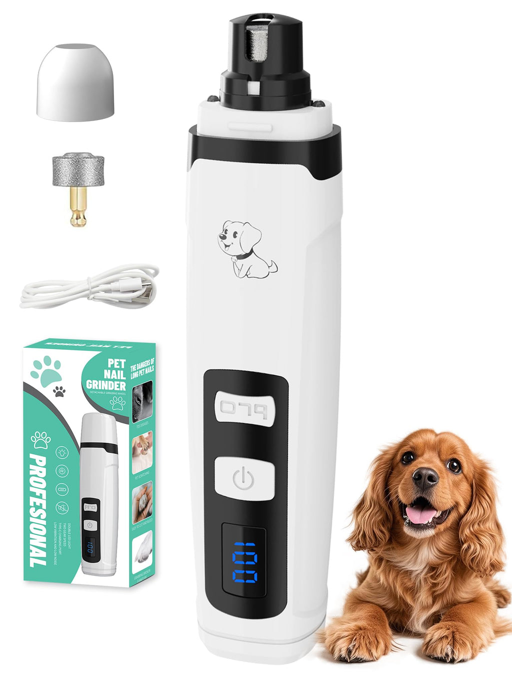 Dog Nail Grinder, 2-Speed with Light Q7418
