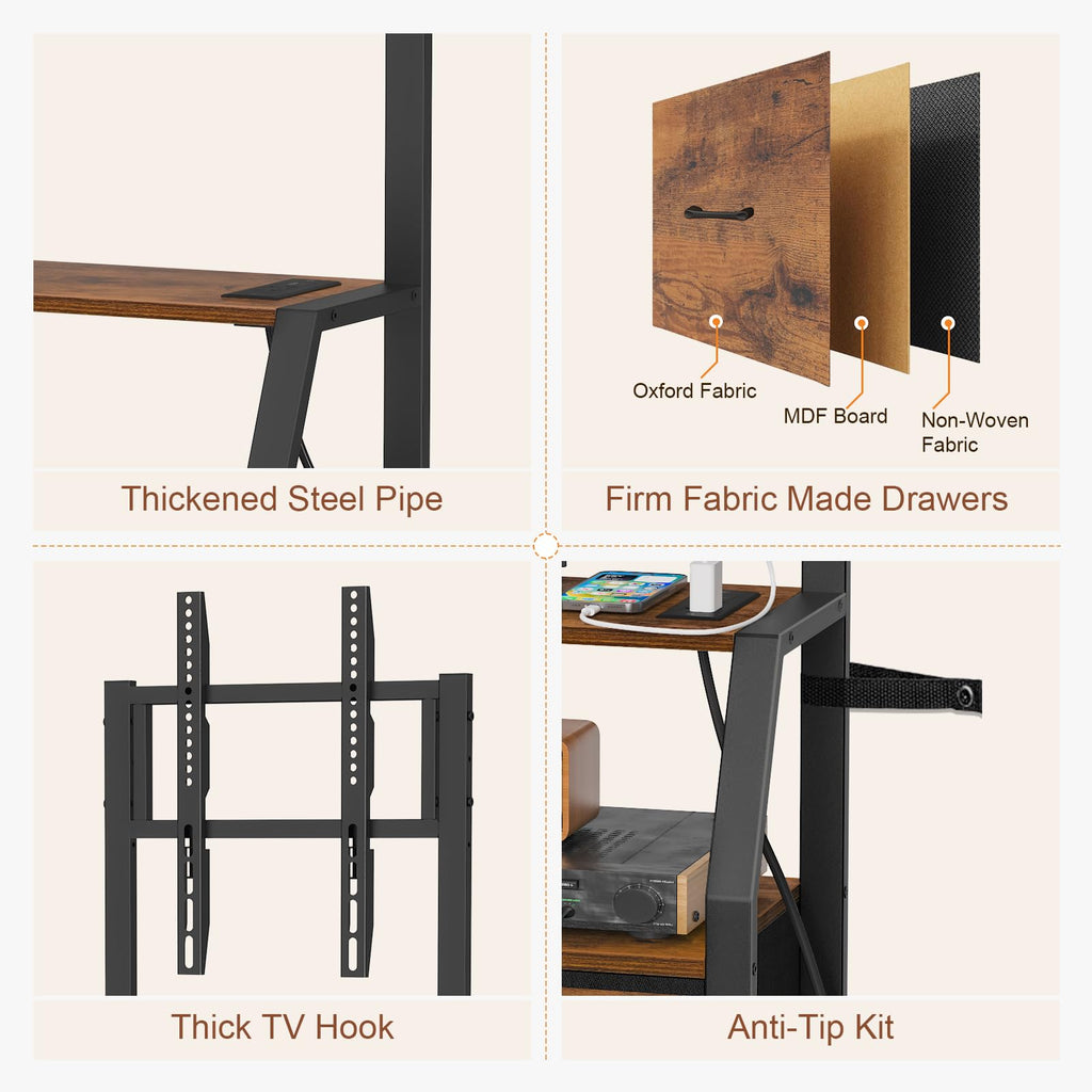 Rolling TV Stand for 32-55 Inch TVs Y753