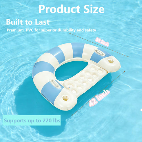 2 Pack Inflatable Pool Chairs with Cup Holders I1489