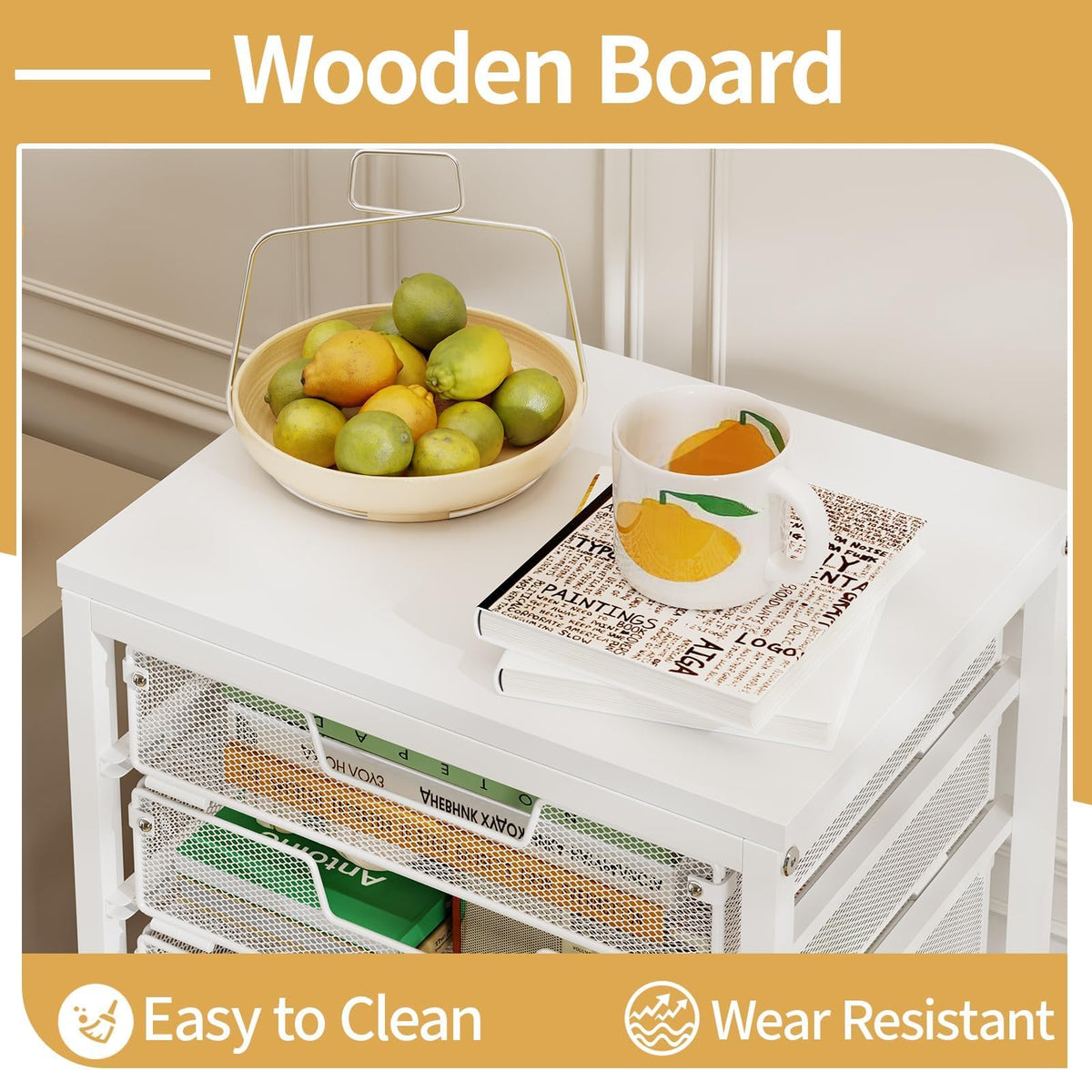 6 Drawers Rolling Utility Cart with Wooden Tabletop C288276