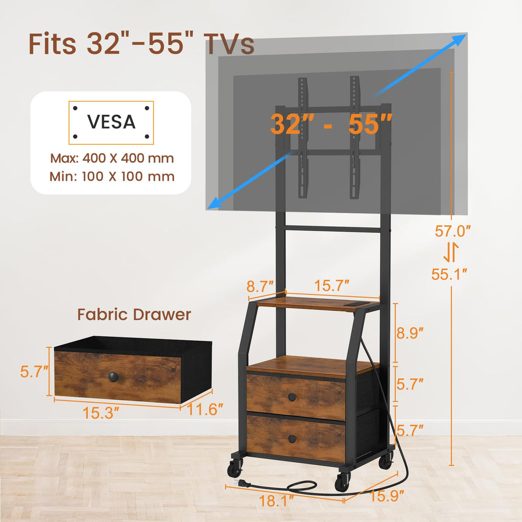 Rolling TV Stand for 32-55 Inch TVs Y753