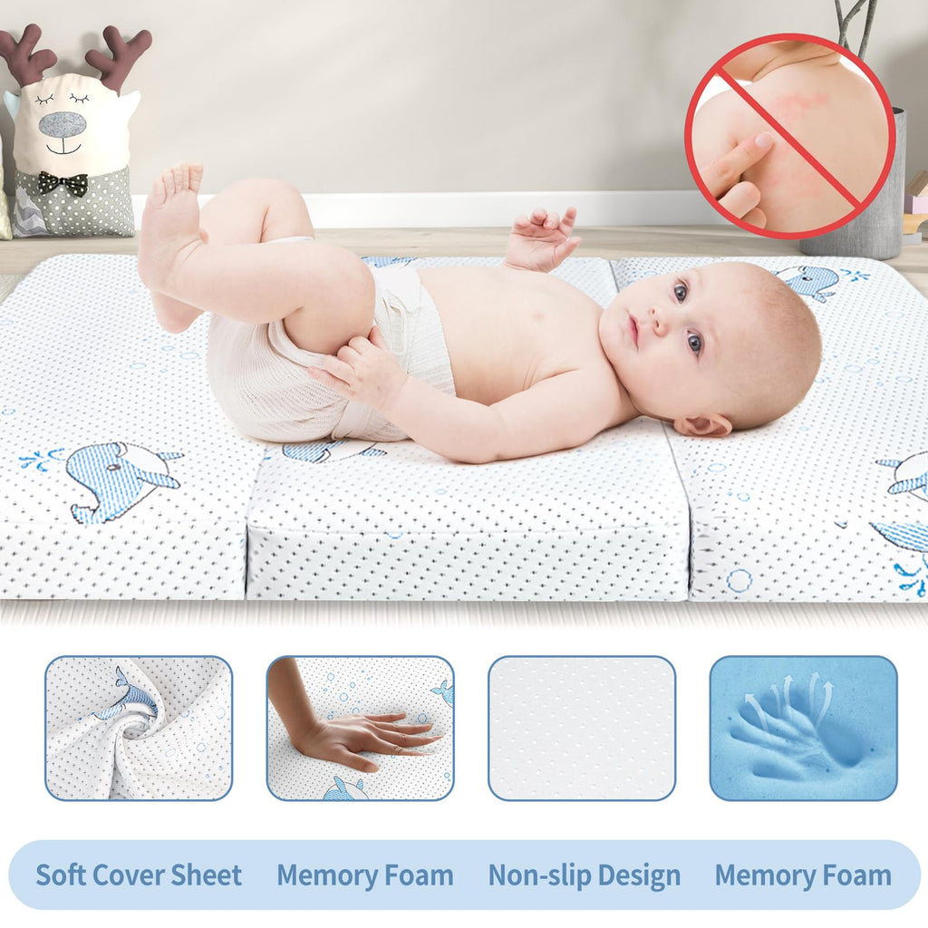 Pack and Play Mattress, 38"x26" Trifold Memory Foam Z536499