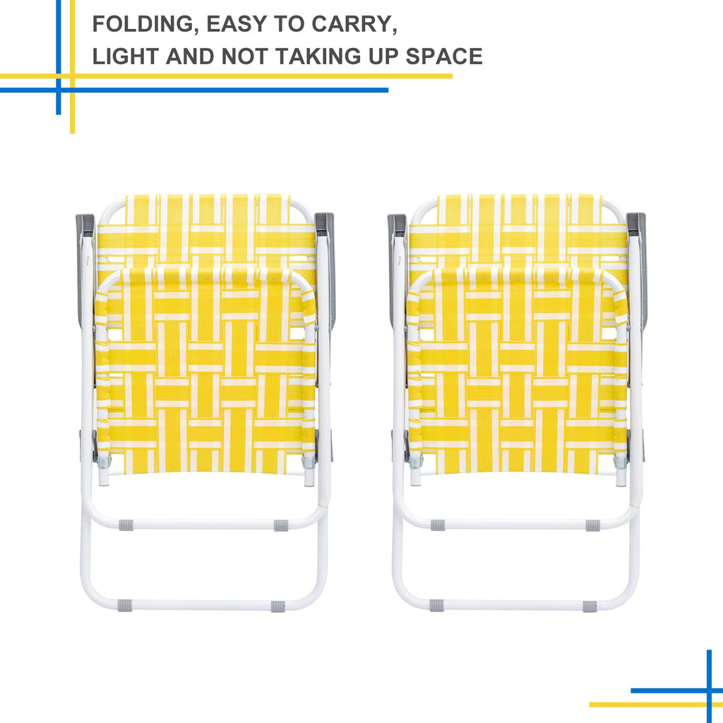 Set of 2 Yellow & White Webbed Folding Chairs V65875