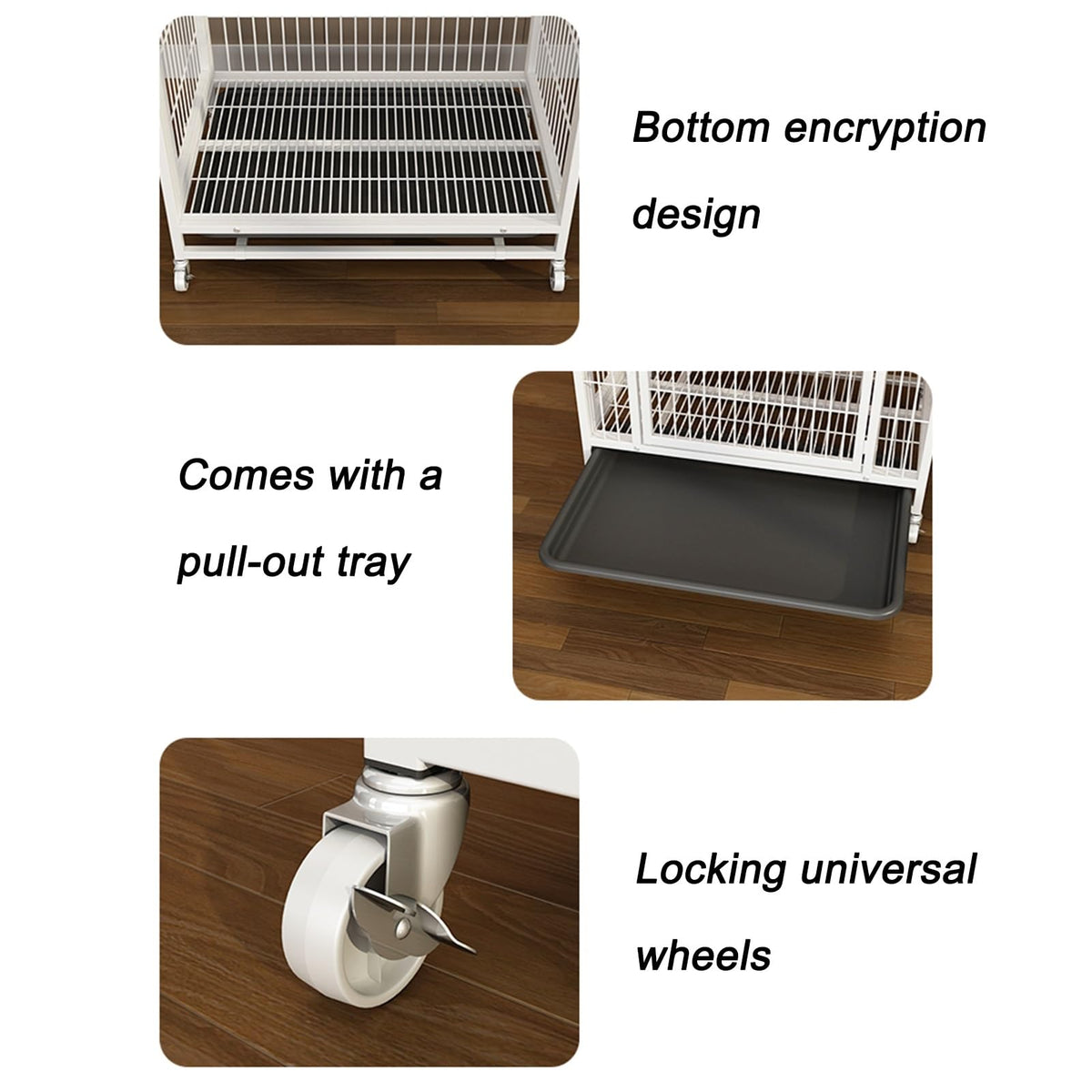 4-Tier Metal Cat Enclosure with Removable Tray & Wheels L653499
