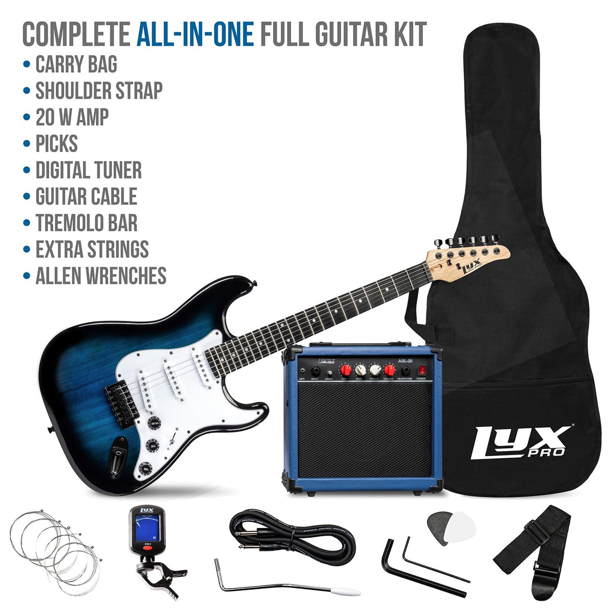 39 inch Electric Guitar Kit with Amplifier Blue H3533