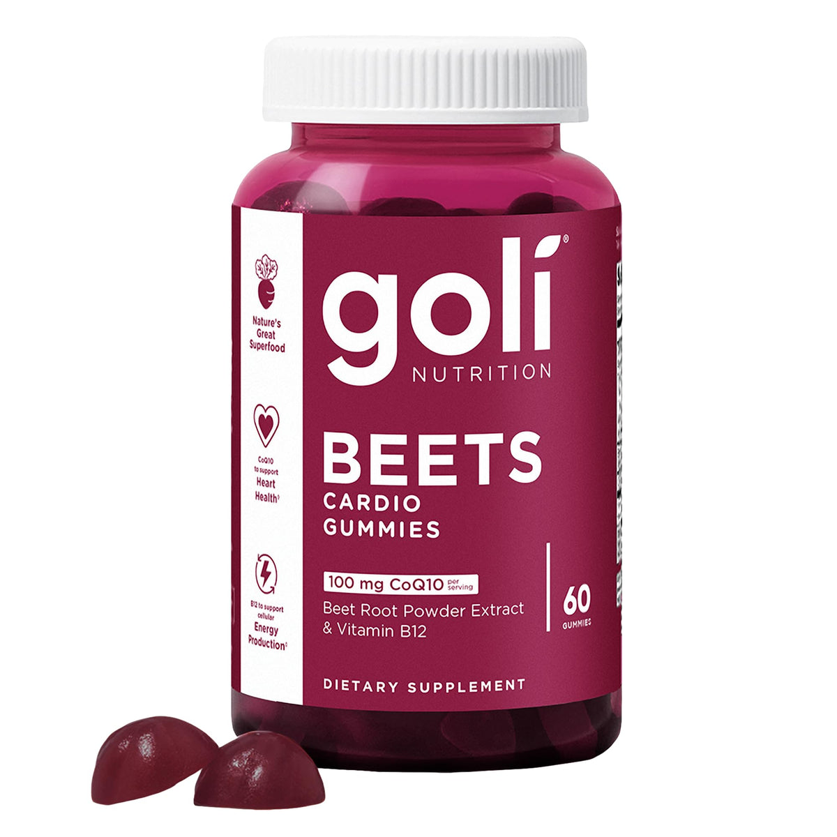 Beets Cardio Gummy 60 Count CoQ10 Beet Root Extract Vegan Gluten-Free R6185