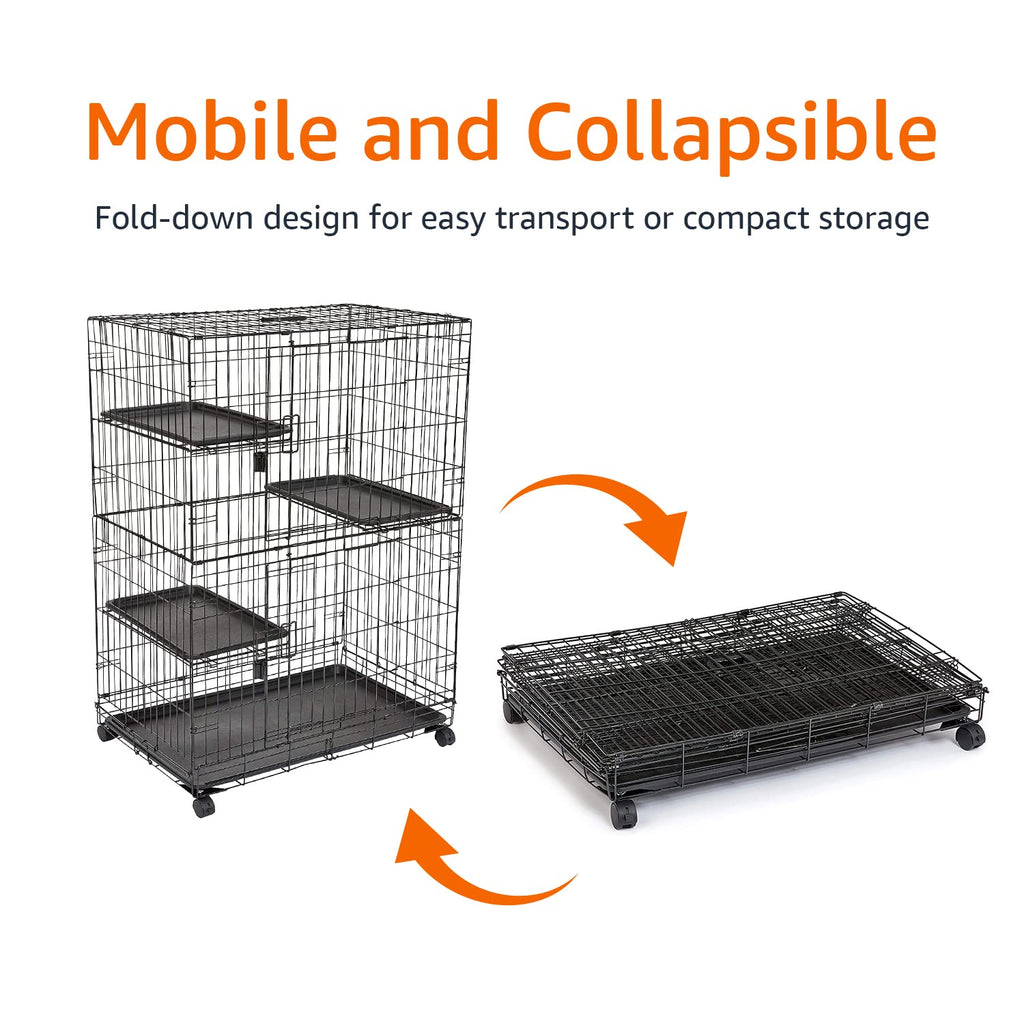 Large 3-Tier Cat Cage Playpen with Removable Tray, Black Z895