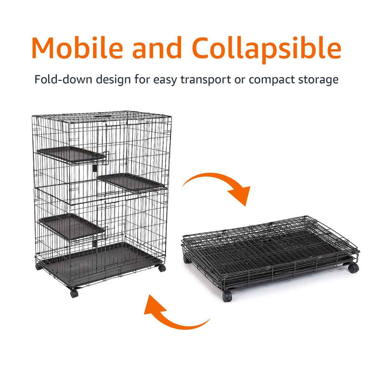 Large 3-Tier Cat Cage Playpen with Removable Tray, Black Z895