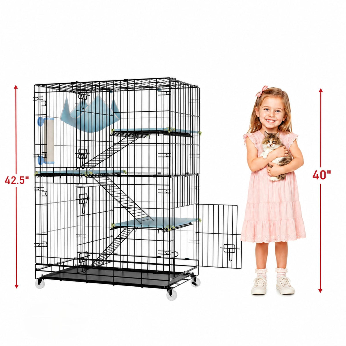 4-Tier Cat Cage with Cushions Hammock Scratching Post L73110