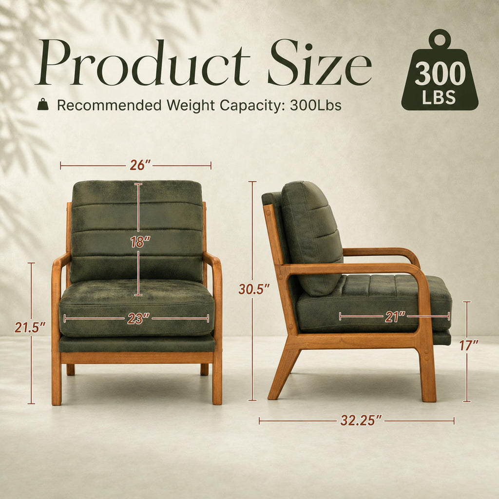 Mid-Century Modern Accent Chair Set of 2 Green B681