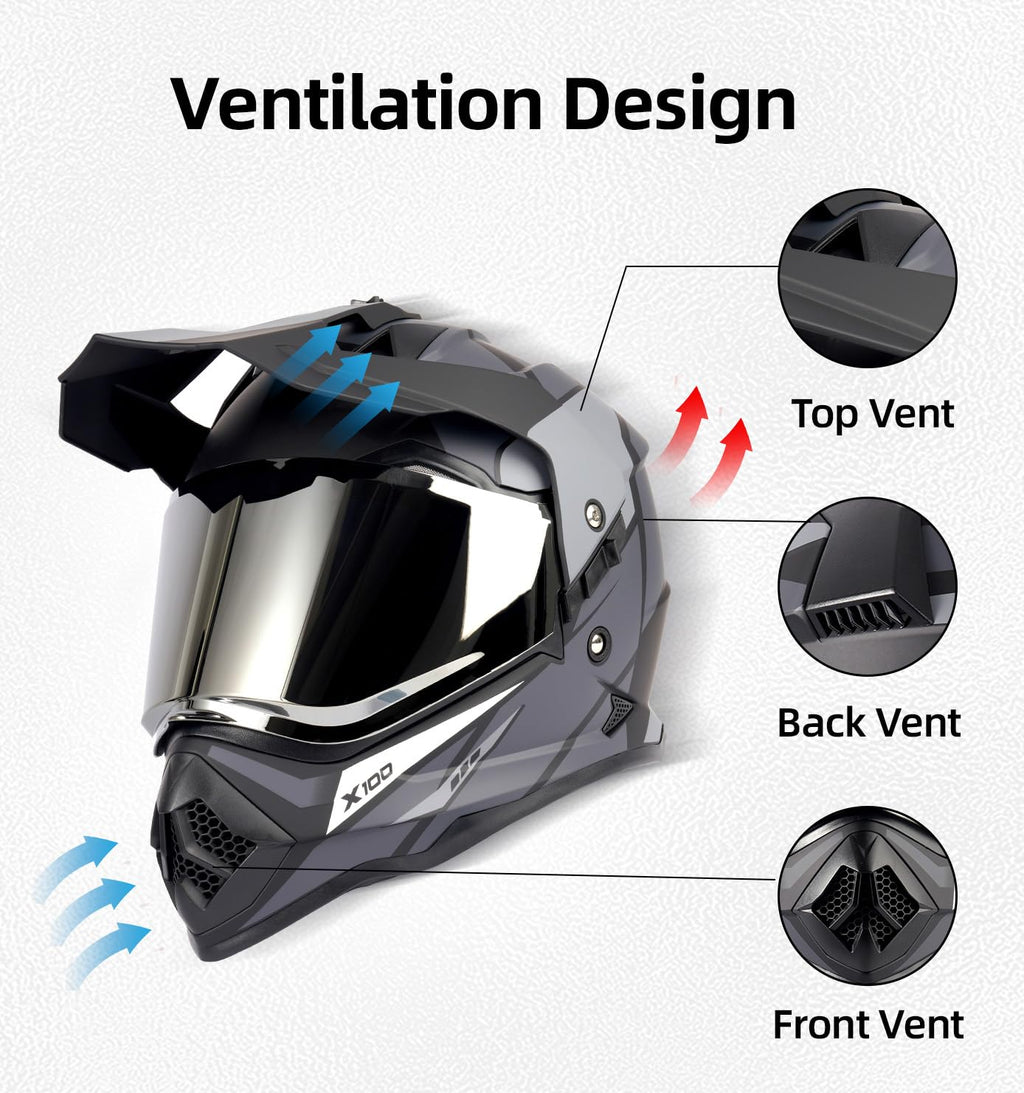 DOT Certified Dual Visor Motorcycle Helmet X421831