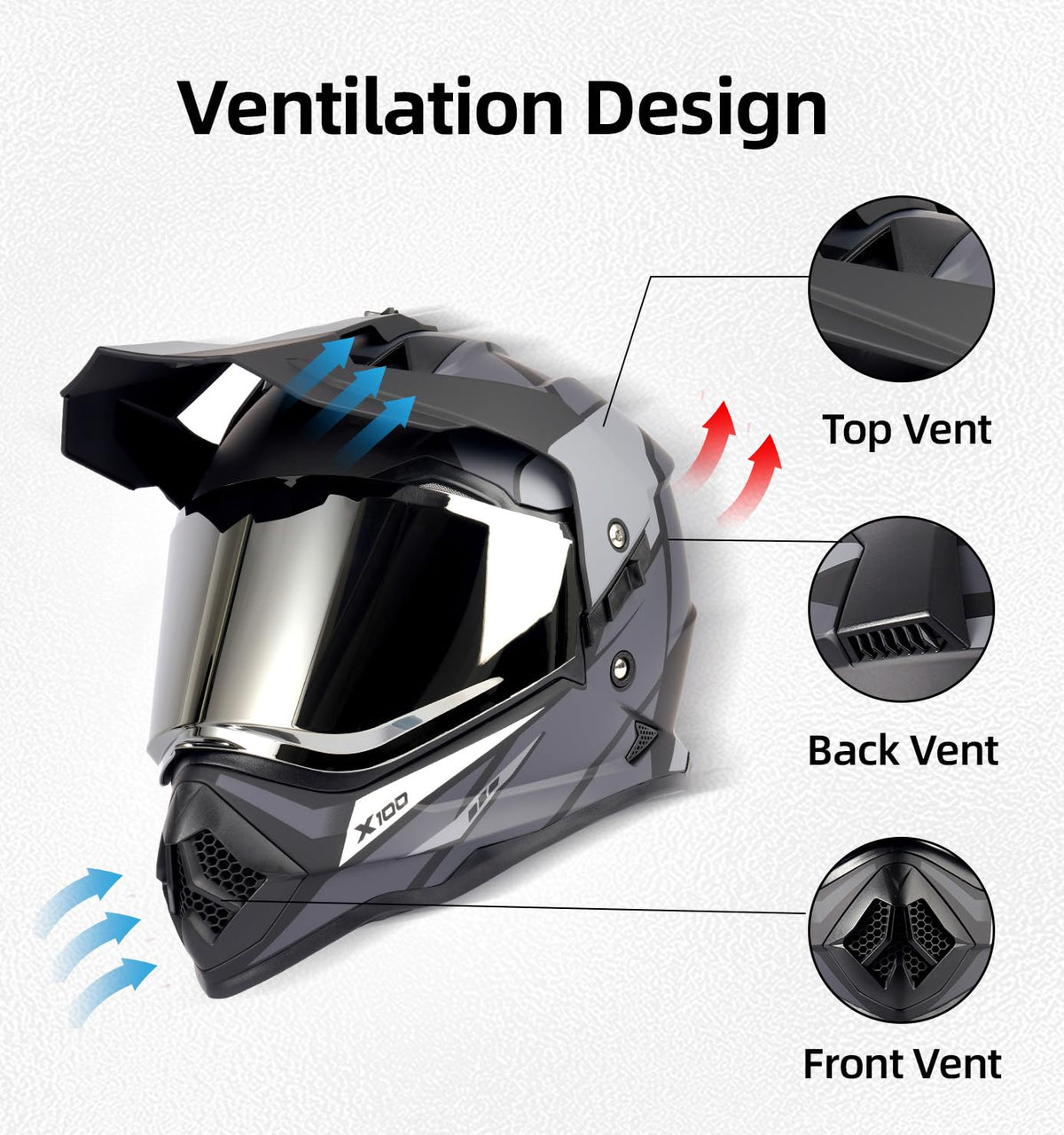 DOT Certified Dual Visor Motorcycle Helmet X421831