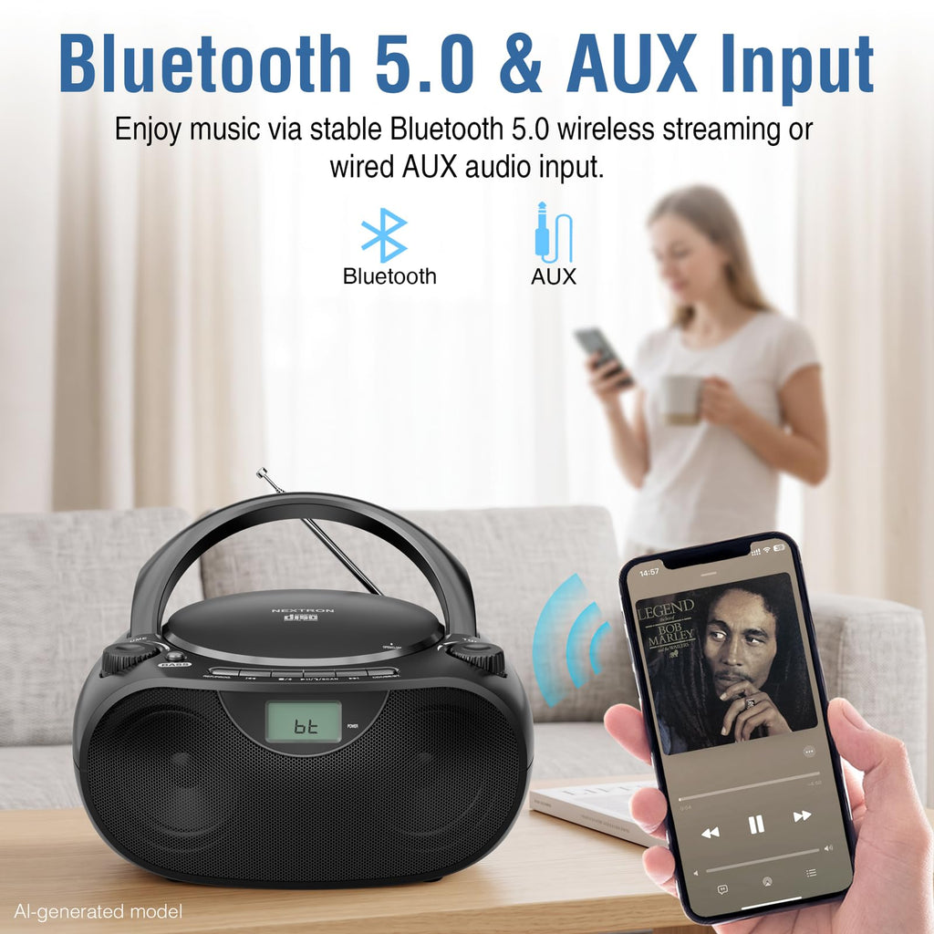 Portable CD Player Boombox with Bluetooth J363