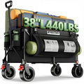38" Collapsible Extended Wagon, 440lbs Capacity, 220L Heavy Duty Folding Cart, Black P163257