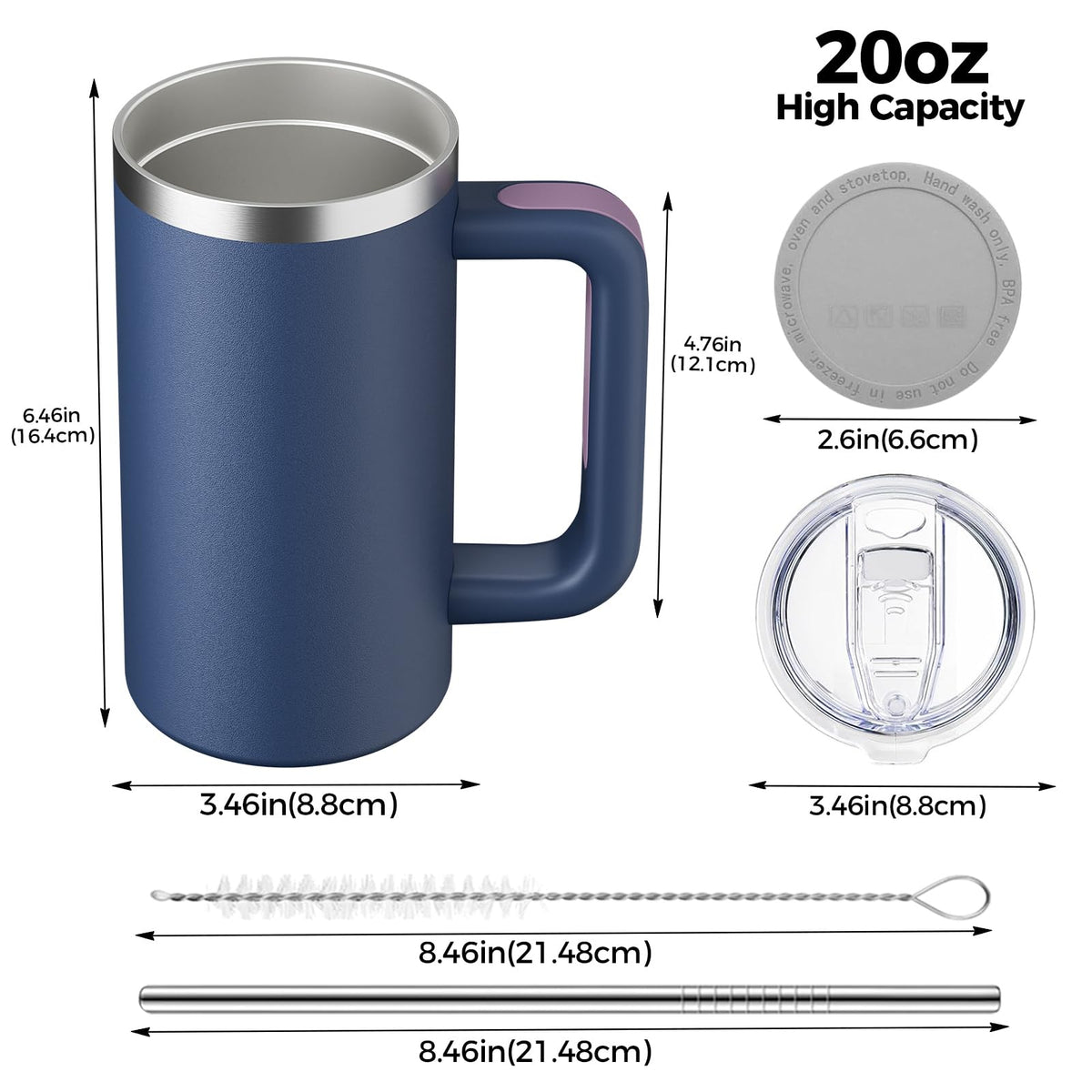 20oz Insulated Coffee Mug With Handle Ocean Blue B234