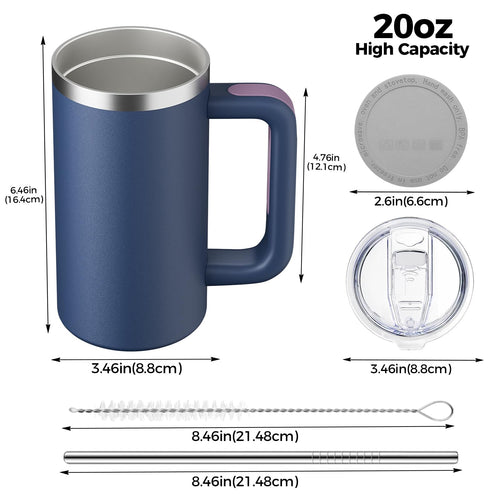 20oz Insulated Coffee Mug With Handle Ocean Blue B234