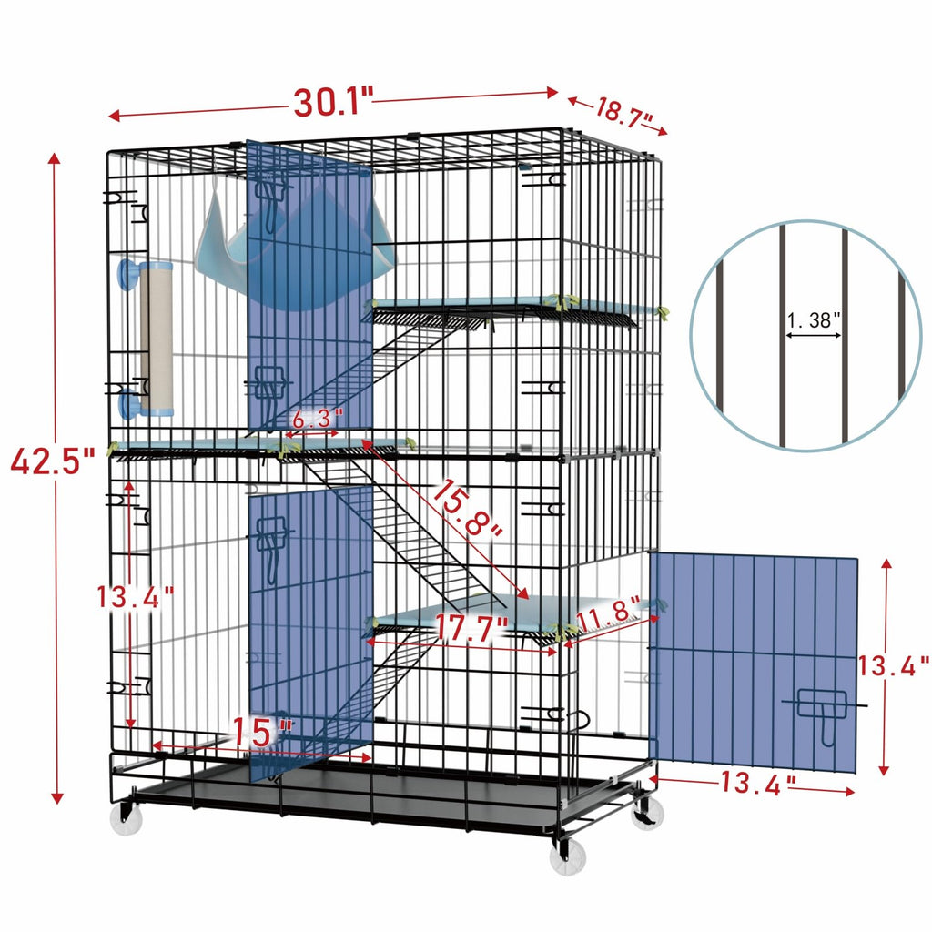 4-Tier Cat Cage with Cushions Hammock Scratching Post L73110