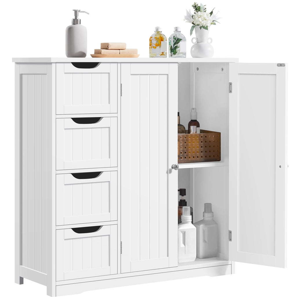 White 4 Drawer 2 Door Bathroom Storage Cabinet W311089