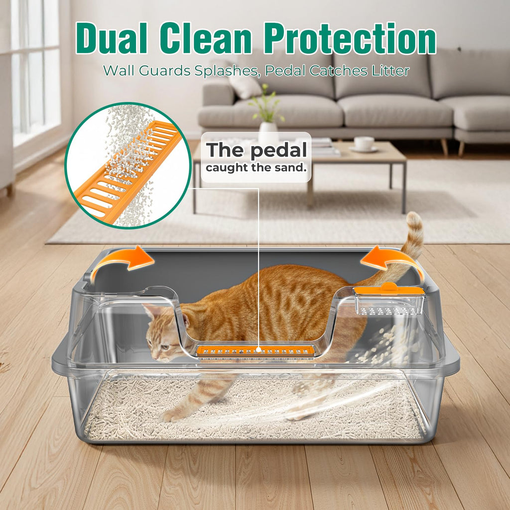 Extra Large Stainless Steel Litter Box with High Sides C253