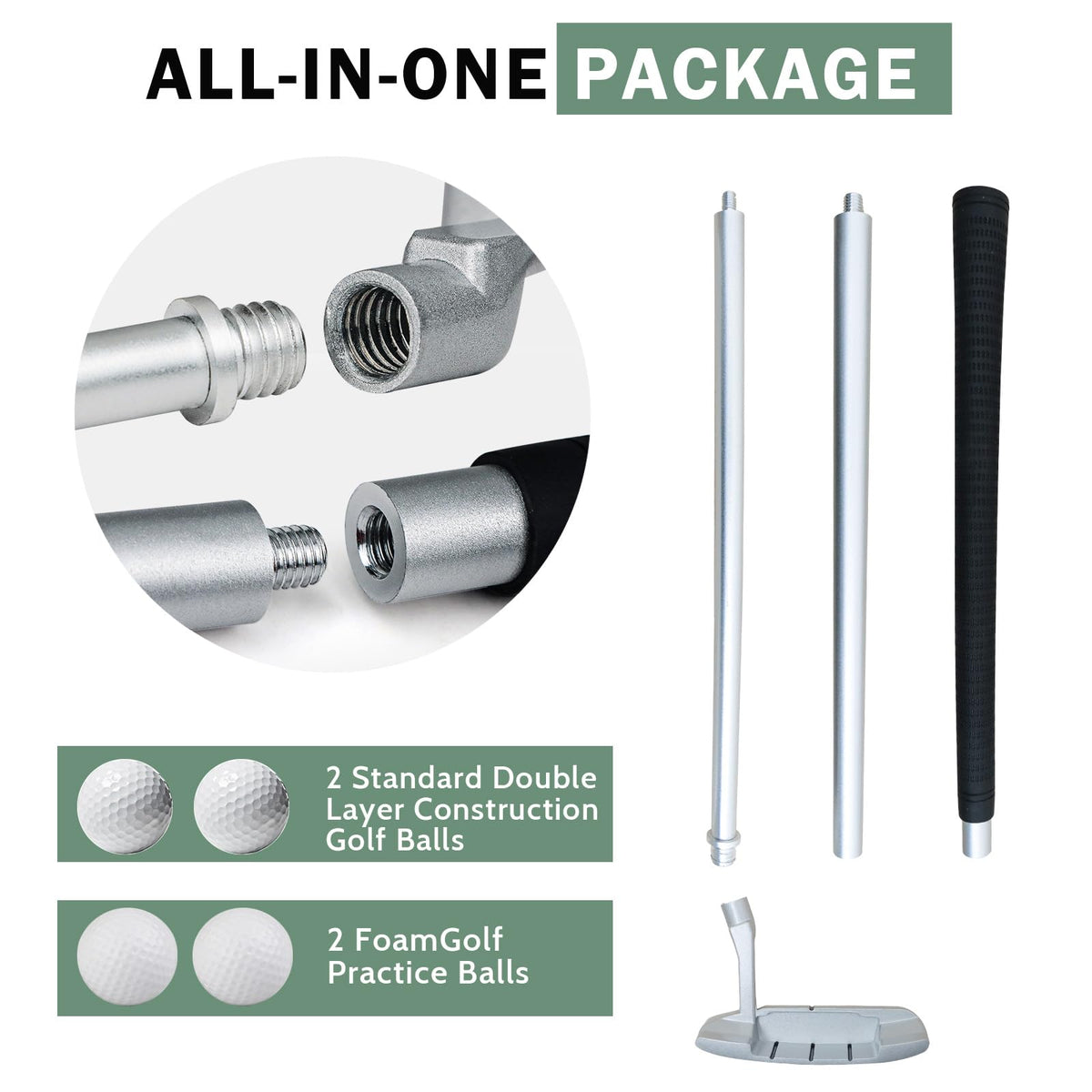Two-Way Golf Putter with 2 Golf Balls I613670