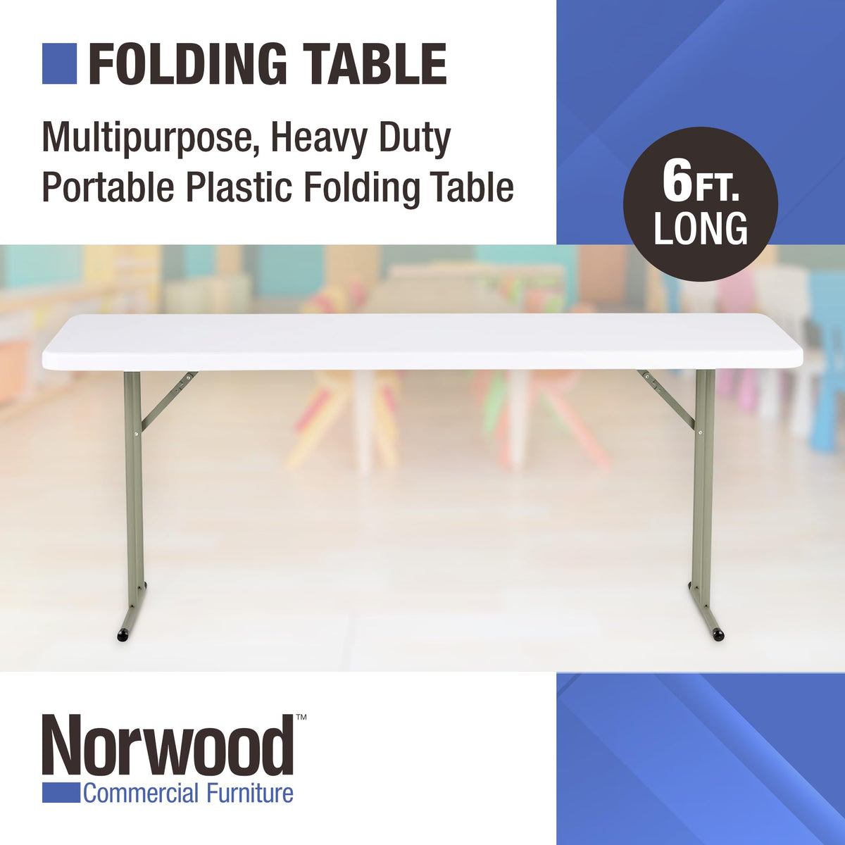 White Rectangular Blow-Molded Plastic Folding Training Table Q747845